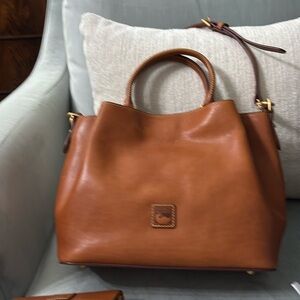 Dooney & Bourke large Barlow satchel with matching wallet. Camel color.